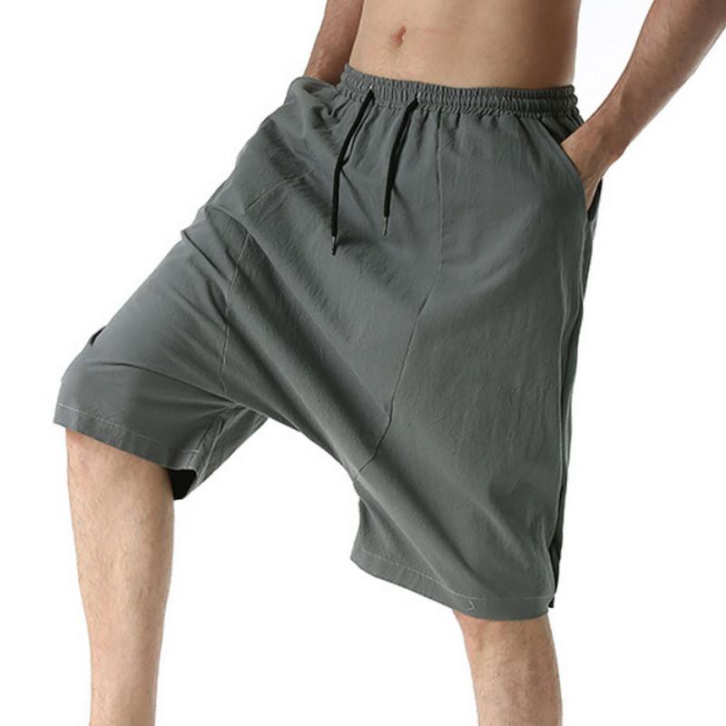 Men's Shorts Casual Drawstring Pockets Drop Crotch Baggy Long Trousers Harem Pants Retro Flying Mouse Style Slacks