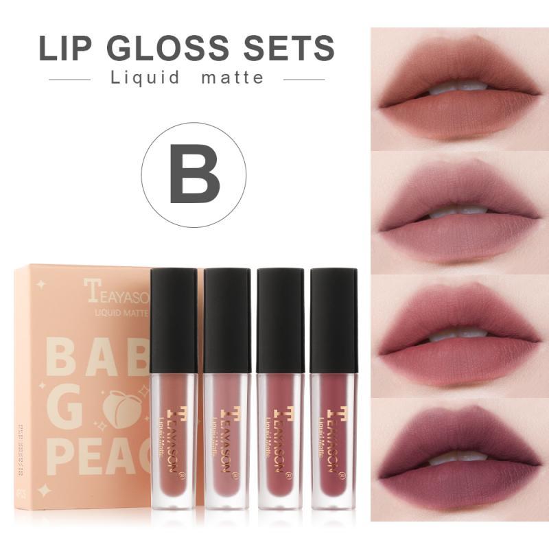 Lip Gloss TEAYASON 4PCS Glaze Set Velvet Matte Makeup Lipstick Waterproof Long Lasting Tender Color Cosmetic TSLM1, 01
Lip Gloss TEAYASON 4PCS Glaze Set Velvet Matte Makeup Lipstick Waterproof Long Lasting Tender Color Cosmetic TSLM1, 01