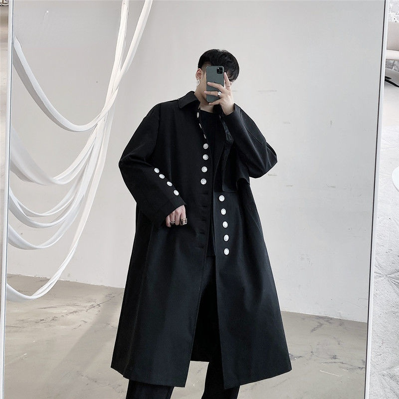 Men's Mid Length Trench Coat New 2021 Autumn Silhouette Workwear Black Windbreaker Button Decorative Black Long Coats, Tan;black
Men's Mid Length Trench Coat New 2021 Autumn Silhouette Workwear Black Windbreaker Button Decorative Black Long Coats, Tan;black