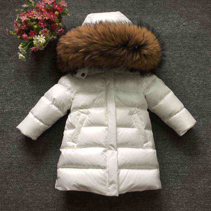 Children Girl boy Winter real fur thickened down jackets 90 Long Coat jacket overcoat 1-12Y baby kids clothing -30 outwear 211203