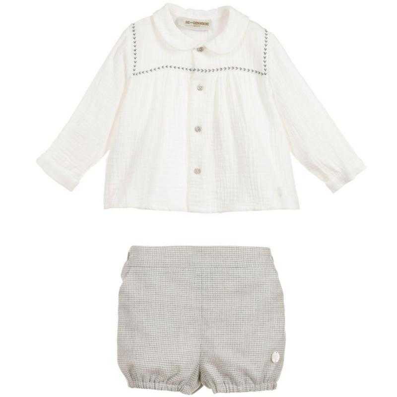 Toddler Boys Boutique Clothes Set Baby Autumn Clothing Suit Children Long Sleeve White Shirt + Short Pants Kids Spanish Outfits 210615