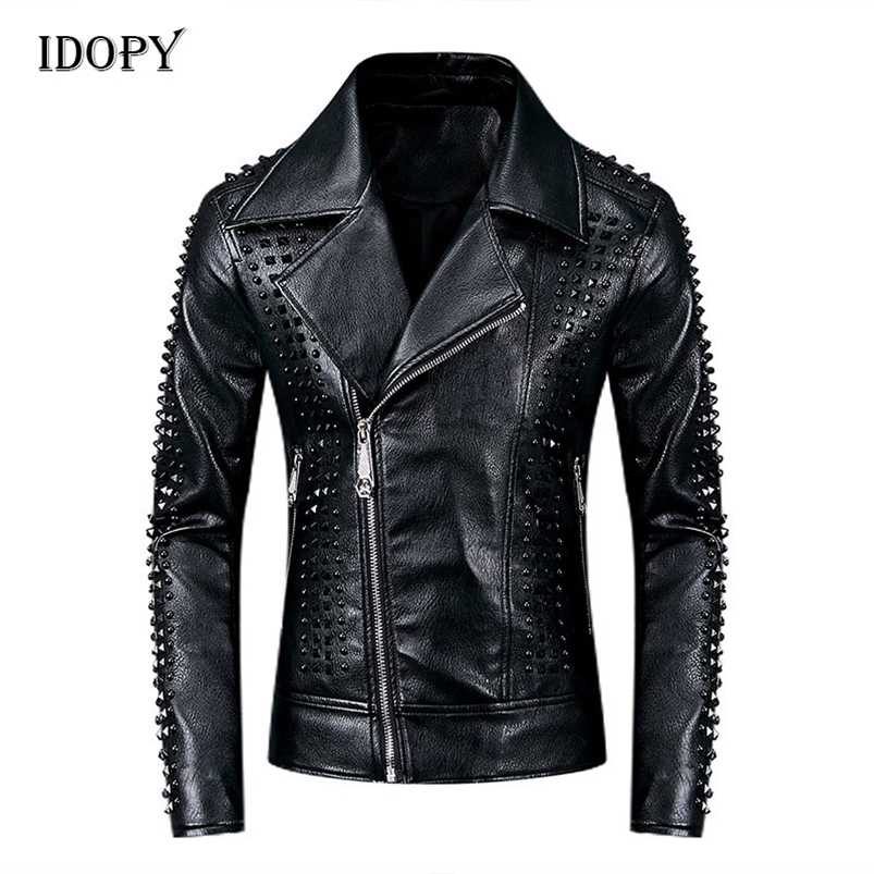 Idopy Men's Punk Leather Jackets Black Rivets Motorcycle Leather Jackets Studded Gothic Slim fit Biker Leather Coat for Male 211111
Idopy Men's Punk Leather Jackets Black Rivets Motorcycle Leather Jackets Studded Gothic Slim fit Biker Leather Coat for Male 211111
