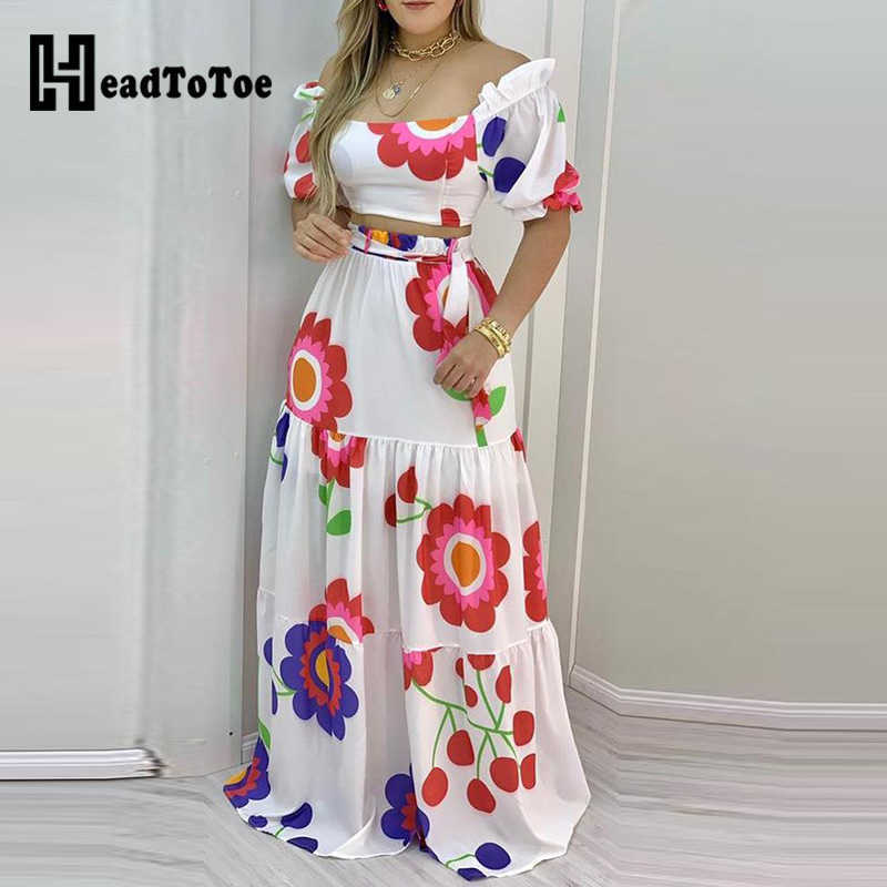 Floral Print Lace-up Backless Crop Top & Maxi Skirt Sets Sexy Summer Women Two Piece Set 210708, White
Floral Print Lace-up Backless Crop Top & Maxi Skirt Sets Sexy Summer Women Two Piece Set 210708, White