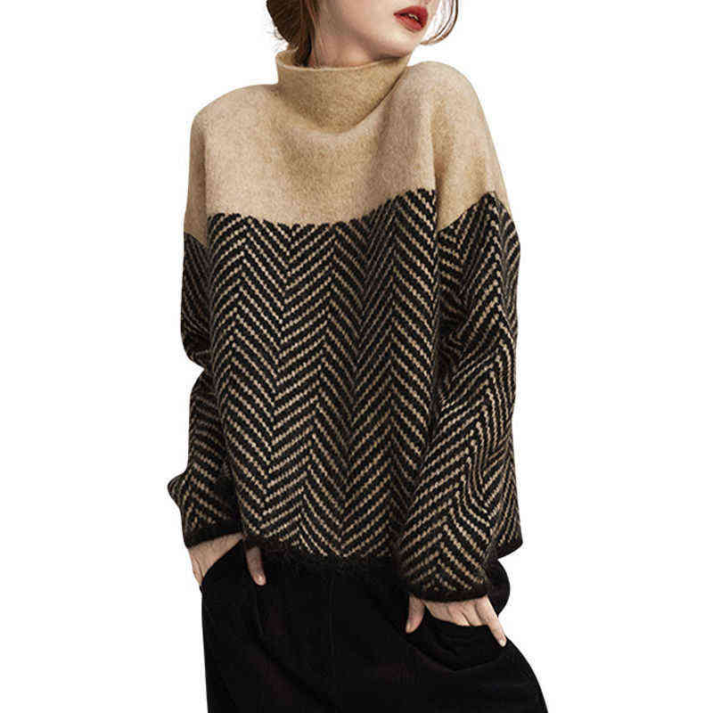 EBAIHUI Autumn Spring Knitting Turtleneck Pullovers Loose Sweater Multi Color Bottoming Long Sleeve Minimalism Sweater 211123wtt