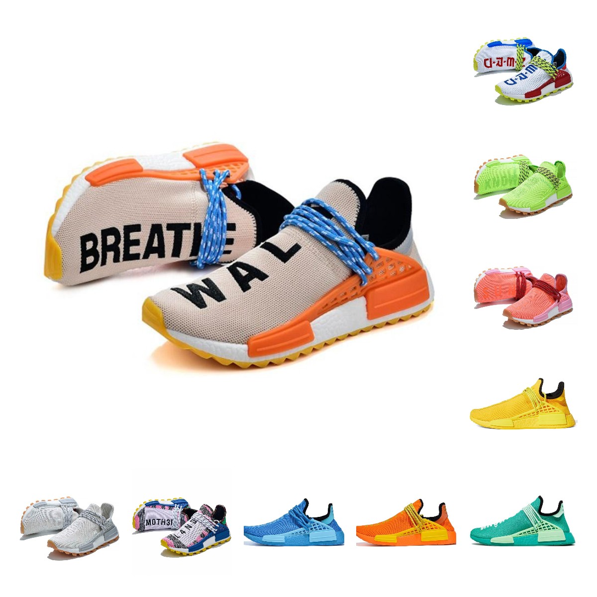 

men SHOES Pharrell NMD Human race Women sneaker Mens Running Shoes Hu Trail Beige Volt Know Soul Nerd Solar Pack BBC Extra Eye Sports Trainers Sneakers, A10 inspiration pack white 36-47