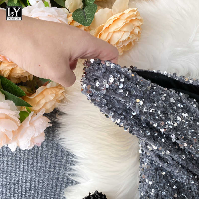 LY VAREY LIN Spring Women Sexy Sequins Pencil Skirts Elegant Mid Length Femme Trend High Waist Slim Shinny Skirt 210526