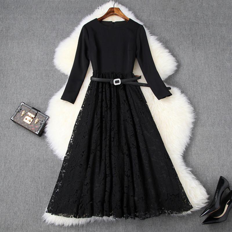 Casual Dresses Black Dress Women' 2021 Early Spring Elegant Round Neck Wrist Length Sleeve High Waist Stitching Lace Mid-Calf
Casual Dresses Black Dress Women' 2021 Early Spring Elegant Round Neck Wrist Length Sleeve High Waist Stitching Lace Mid-Calf