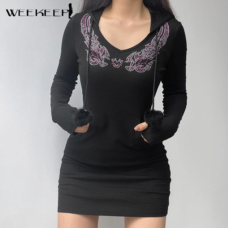 Casual Dresses Weekeep Vintage Diamond Ptinr Knitted Women Long Sleeve Bodycon Autumn Mini Elegant Aesthetic Outfits, Black
Casual Dresses Weekeep Vintage Diamond Ptinr Knitted Women Long Sleeve Bodycon Autumn Mini Elegant Aesthetic Outfits, Black