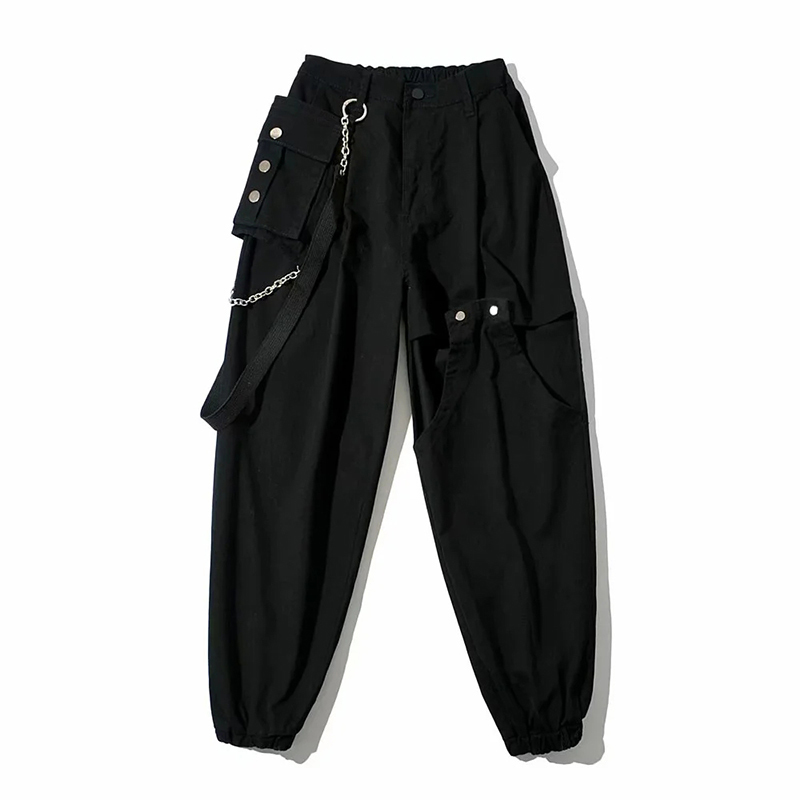 Women Cool Tooling Style Hollow Out Large Side Pocket Trousers Female Fashion Chain Pendant Trouser Leg Elastic Pants 210520, Black
Women Cool Tooling Style Hollow Out Large Side Pocket Trousers Female Fashion Chain Pendant Trouser Leg Elastic Pants 210520, Black