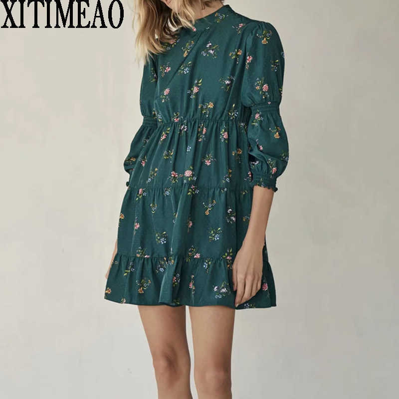 ZA Women Fashion Ruffled Mini Dress Vintage Lapel O Neck Puff Sleeve Femal Skirt Printing Dresses Chic 210602, Green
ZA Women Fashion Ruffled Mini Dress Vintage Lapel O Neck Puff Sleeve Femal Skirt Printing Dresses Chic 210602, Green