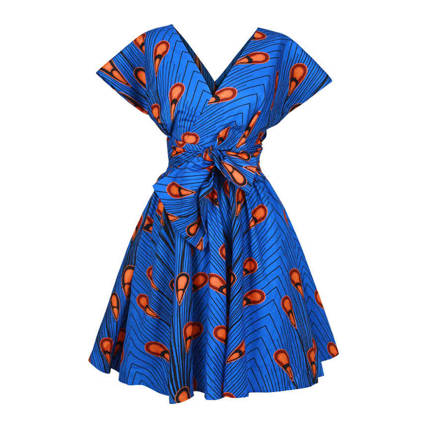 New Floral National Print African Dresses For Women Evening Party Pleated Noble Dashiki Bazin African Clothes Riche Female 210408