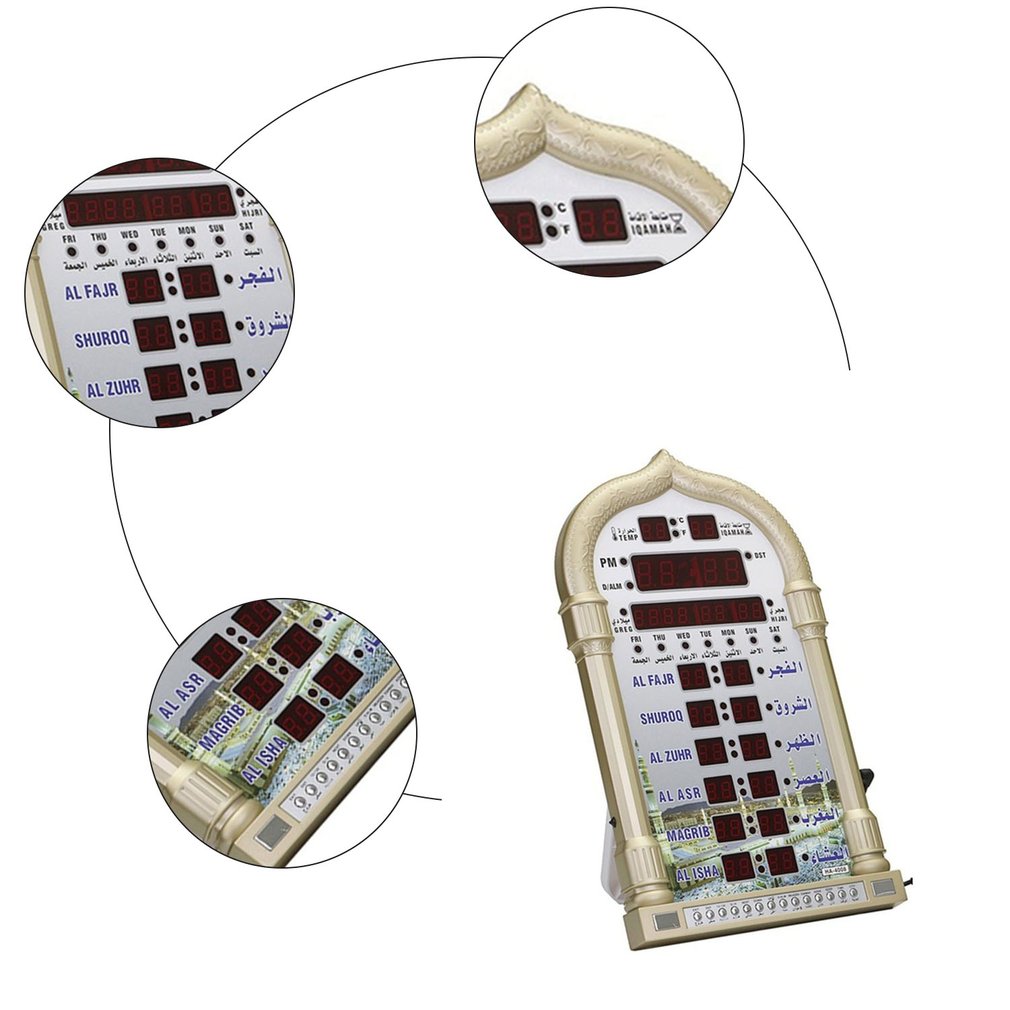 Azan Mosque Prayer Clock Islamic Mosque Calendar Muslim Prayer Wall Clock Alarm Ramadan Home Decor Remote ControlNot battery4701771