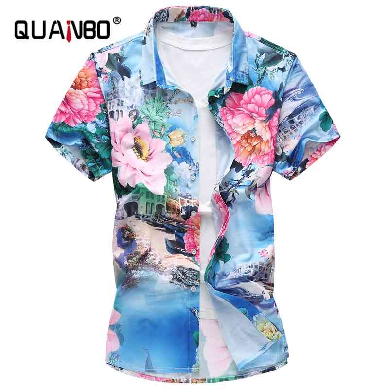 Plus Size 5XL 6XL 7XL Men's Regular-fit Short-Sleeve Print Shirt Summer Fashion Flower Casual Hawaiian 210721, Green
Plus Size 5XL 6XL 7XL Men's Regular-fit Short-Sleeve Print Shirt Summer Fashion Flower Casual Hawaiian 210721, Green