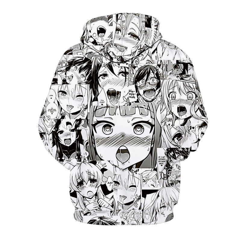 2020New Hoodies Ahegao 3D Print Hooded Sweatshirt Men Women Casual Fashion Pullover Hoodie Hentai Harajuku Anime Girl Tops Coat Y0804