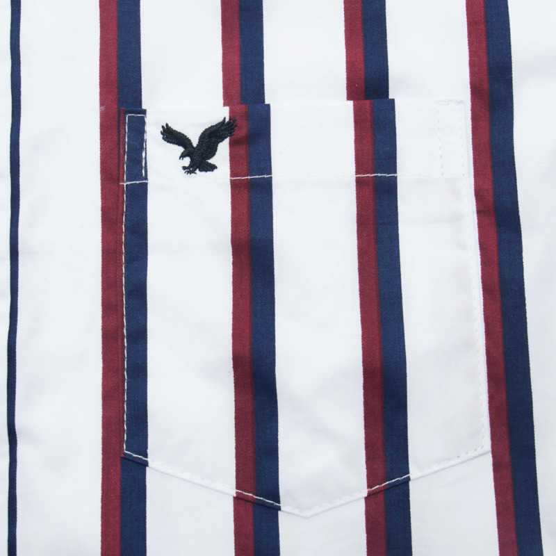 Men's Vertical Striped Shirts Casual Short Sleeve Chest Pocket Button Down Bowling Shirts 55916 210527