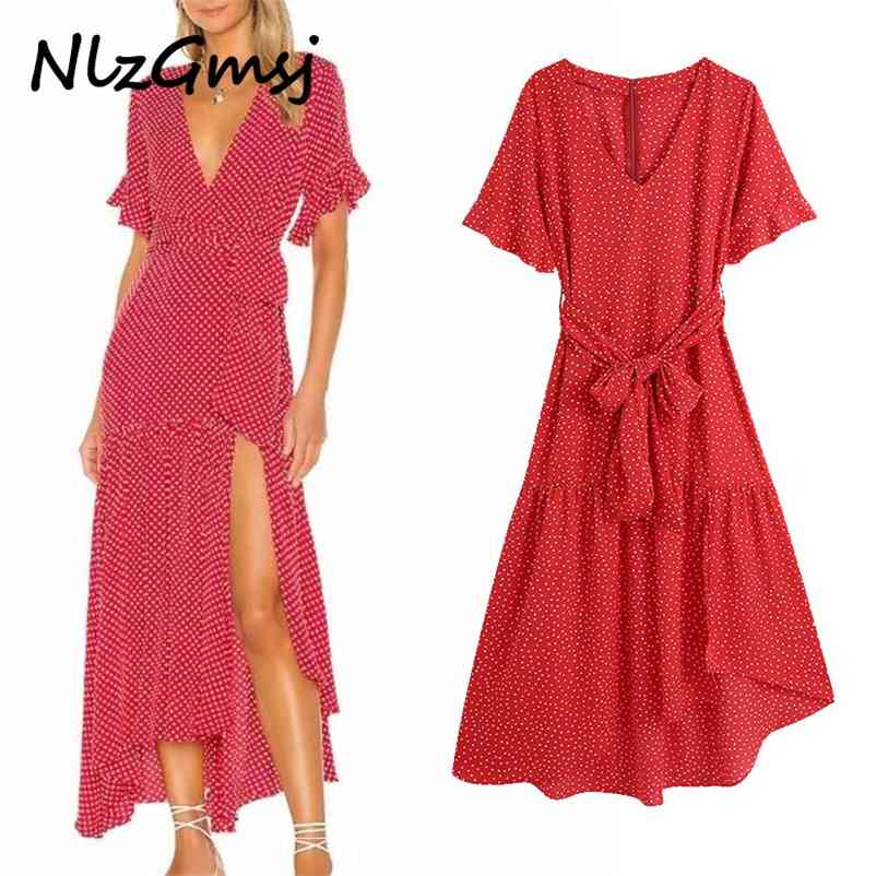 Dres Summer Fashion V-neck High Waist Sashes Short Sleeve Dot Pattern Loose Temperament Midi 210628, As picture
Dres Summer Fashion V-neck High Waist Sashes Short Sleeve Dot Pattern Loose Temperament Midi 210628, As picture