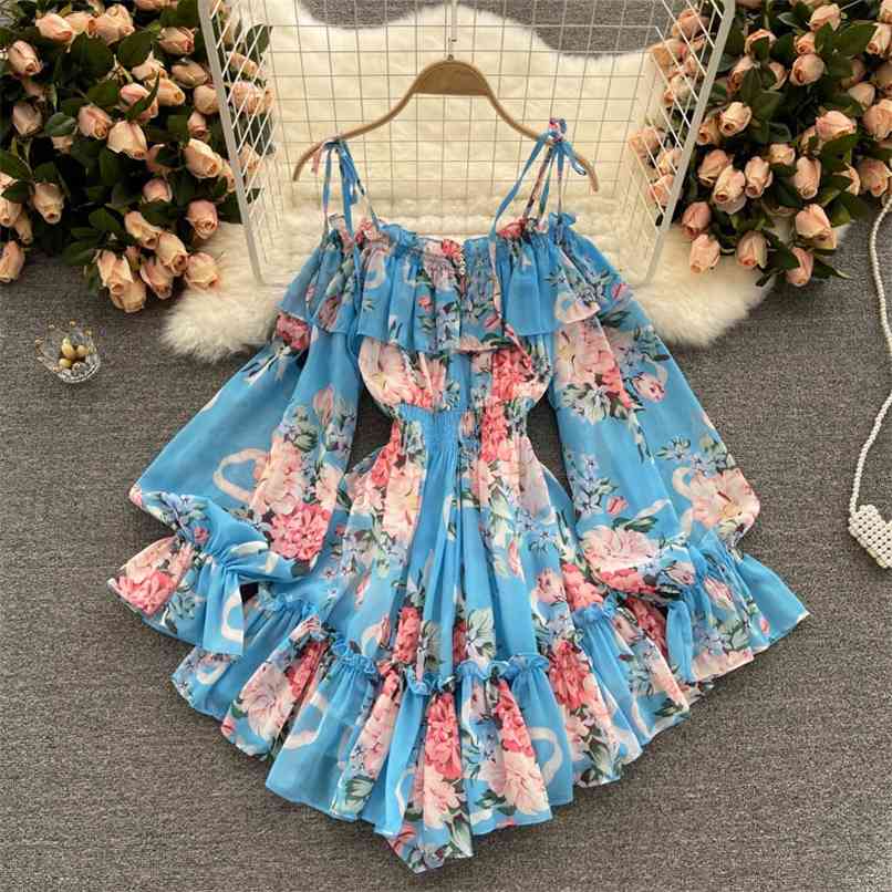 Bohemian Vacation style Chiffon Jumpsuit Women's Summer Culottes Off-shoulder Lantern sleeve Ruffles Floral Print Rompers 210602, White
Bohemian Vacation style Chiffon Jumpsuit Women's Summer Culottes Off-shoulder Lantern sleeve Ruffles Floral Print Rompers 210602, White