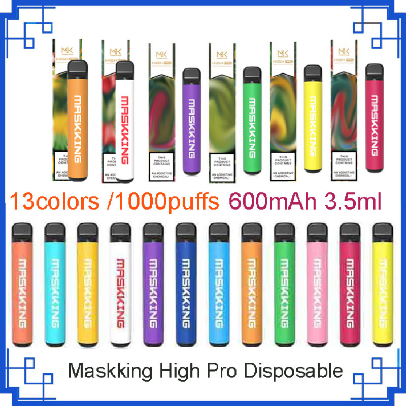 2021 Maskking High Pro Disposable Cigarette Device Russia/USA Version 1000puffs 600mAh 3.5ml Pre-filed Cartridges VS Air Bar Lux max plus
2021 Maskking High Pro Disposable Cigarette Device Russia/USA Version 1000puffs 600mAh 3.5ml Pre-filed Cartridges VS Air Bar Lux max plus