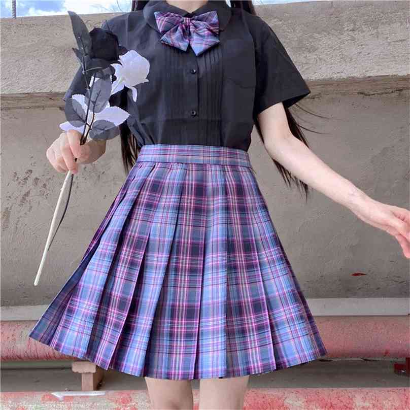 Women Purple Black Gothic Pleated Plaid Skirt Summer High Waist Korean Harajuku Japanese Cute Sexy Mini A-line Skirts JK Cosplay 210629
Women Purple Black Gothic Pleated Plaid Skirt Summer High Waist Korean Harajuku Japanese Cute Sexy Mini A-line Skirts JK Cosplay 210629