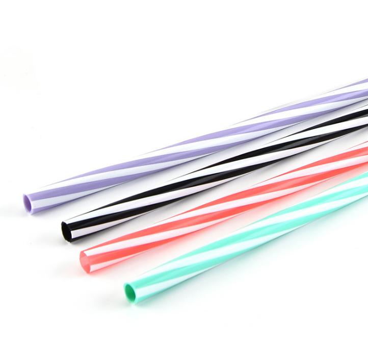 255MM 9Colors Silicone Spiral Stripe Straw Fashion Colorful Straight Pipes Tea Milk Drinks Straws Reuseable Drinking Tool Baby Feeding