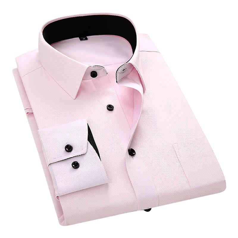 High Quality Men Shirt Spring Long Sleeve Dress Formal Business Work Shirt Men Twill Shirts Slim Fit Man White Shirts DS378 210410