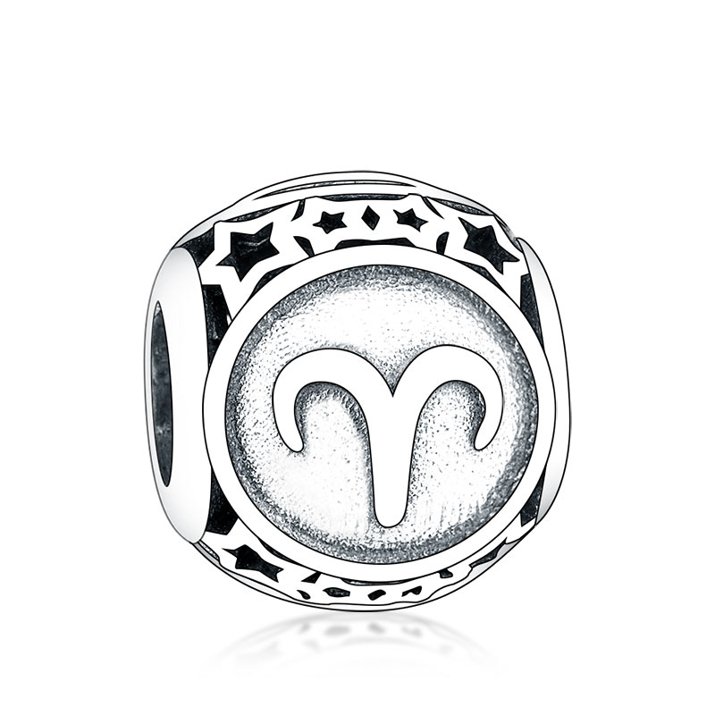 Fit Original Brand Charm Bracelet 925 Sterling Silver Hollow Star Round 12 Constellations Scorpio Aries Beads Making DIY Berloque