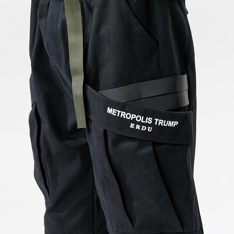 Mens Joggers Tactical Pants Black Side Pockets Cargo For Men Jogging Streetwear Tracksuit Trousers Cotton Loose Clothing Men's