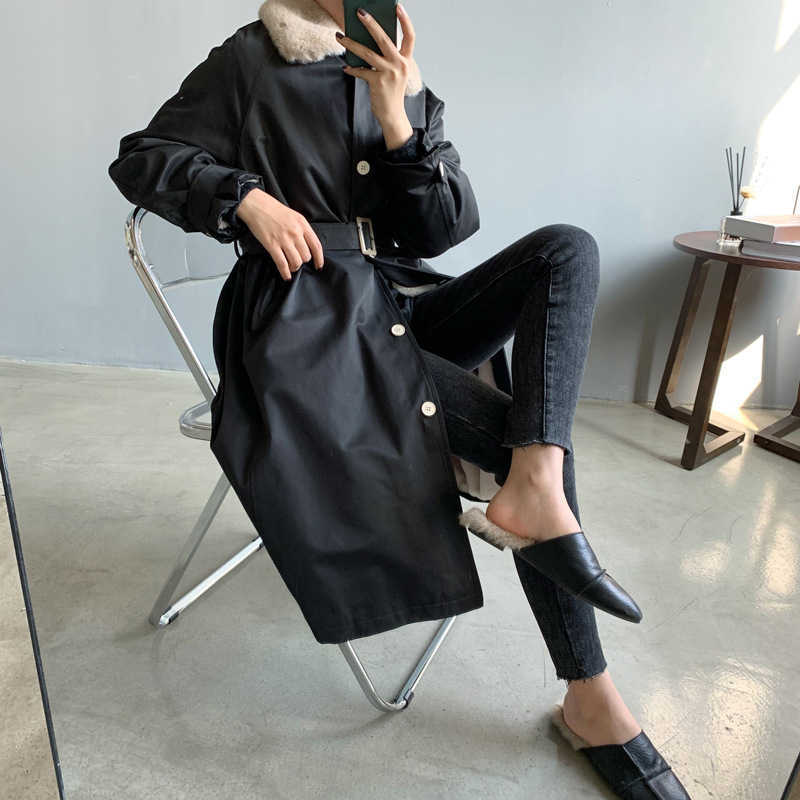 Winter Liner Faux Rabbit Fur Trench Coat Female Long Slim Korean Sleeve Tie Thick Cotton-padded Jacket 210607, Khaki
Winter Liner Faux Rabbit Fur Trench Coat Female Long Slim Korean Sleeve Tie Thick Cotton-padded Jacket 210607, Khaki