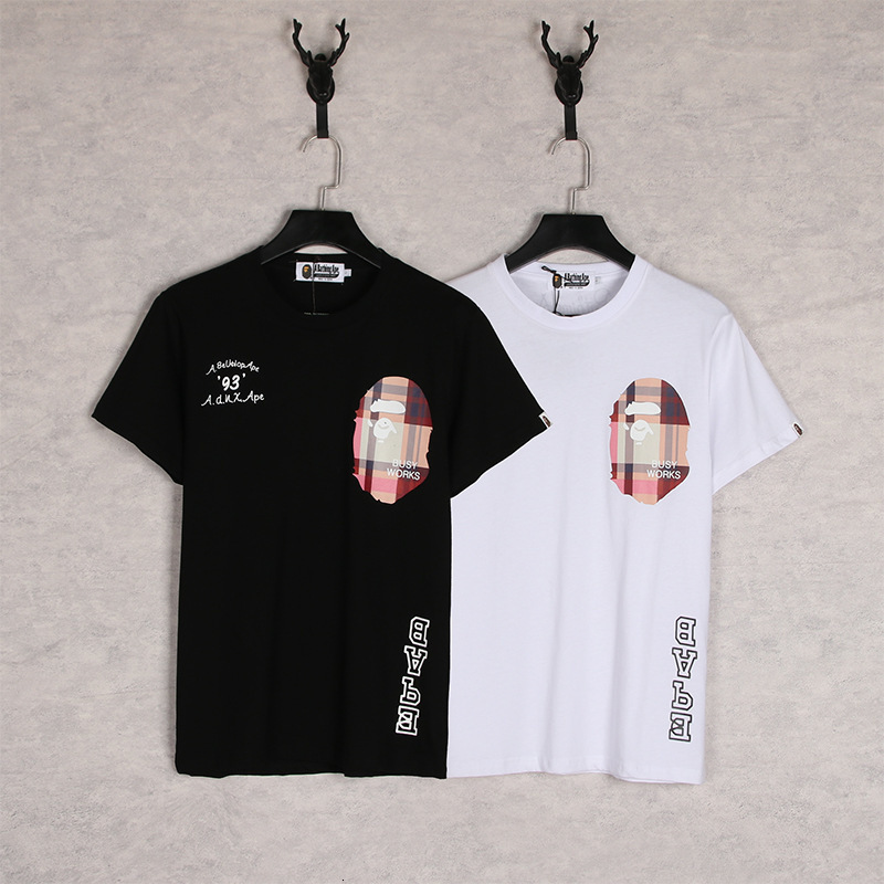 t shirt chaopai ape head plaid cartoon letter short sleeve student class dress casual, White
t shirt chaopai ape head plaid cartoon letter short sleeve student class dress casual, White