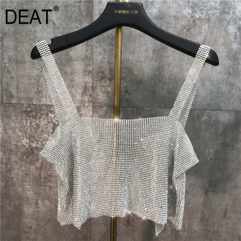 DEAT Summer Silver Sexy Backless Slim Sleeveless Sequins Diamond Dew Navel Sling Short Camis Women MF757 210709
DEAT Summer Silver Sexy Backless Slim Sleeveless Sequins Diamond Dew Navel Sling Short Camis Women MF757 210709