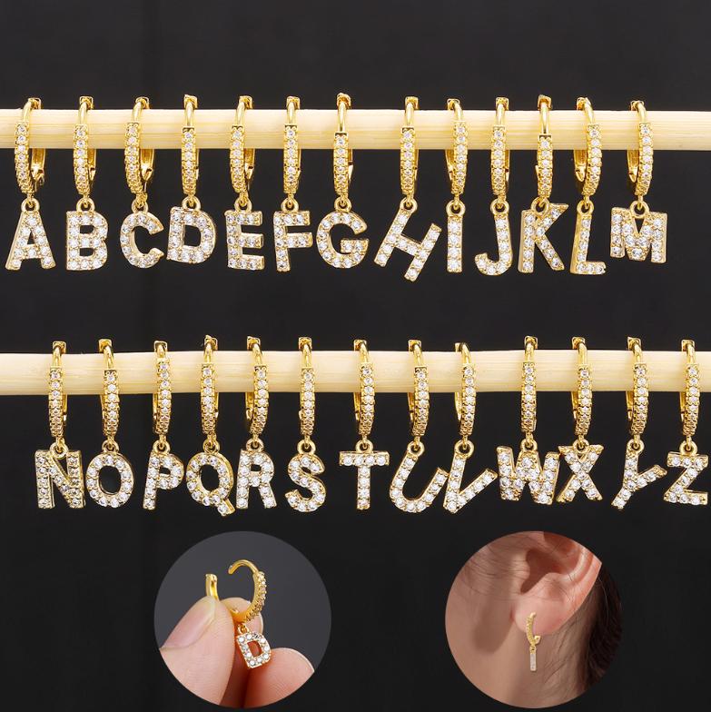 Dangle & Chandelier 1PC 26 English Letters Zircon Ear Piercing Earring Stainless Steel Cute Initial Buckle Gold Hoop Earrings For Women Jewe
Dangle & Chandelier 1PC 26 English Letters Zircon Ear Piercing Earring Stainless Steel Cute Initial Buckle Gold Hoop Earrings For Women Jewe
