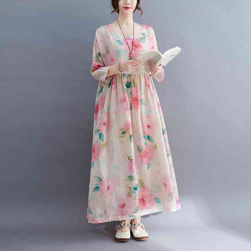 Arrival Ramie Linen Loose Summer Dress Print Floral Holiday Travel Casual Women Dress Office Lady Ol Work Long, Black;gray
Arrival Ramie Linen Loose Summer Dress Print Floral Holiday Travel Casual Women Dress Office Lady Ol Work Long, Black;gray