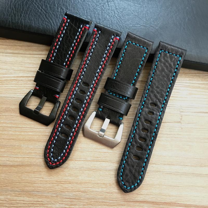 Watch Bands Fashion High-end 24mm Black With Red Blue Stitching Cowhide Genuine Leather Watchband For PAM DZ Wacth Strap Sport Bracelet
Watch Bands Fashion High-end 24mm Black With Red Blue Stitching Cowhide Genuine Leather Watchband For PAM DZ Wacth Strap Sport Bracelet