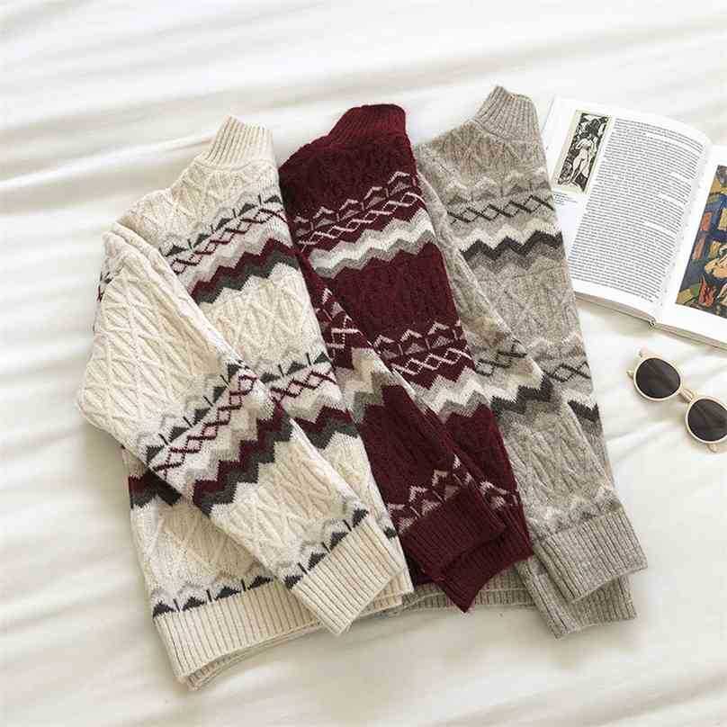 Vintage Argyle Sweater Women Korean Style Long Sleeve Loose Oversize Stripe Pullover Knitted Tops Woman Streetwear Sweaters 210525, Apricot
Vintage Argyle Sweater Women Korean Style Long Sleeve Loose Oversize Stripe Pullover Knitted Tops Woman Streetwear Sweaters 210525, Apricot