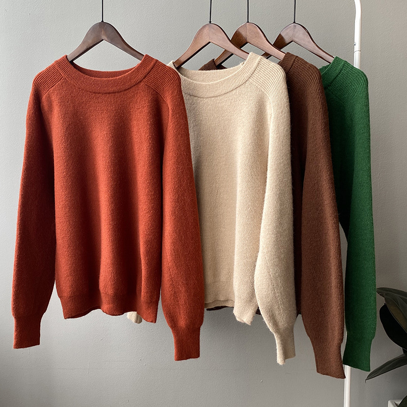 8 Colors Autumn Winter Bottoming Sweater Office Lady Basic Pullovers Tops Solid Long Sleeve Knitted Sweaters 210421