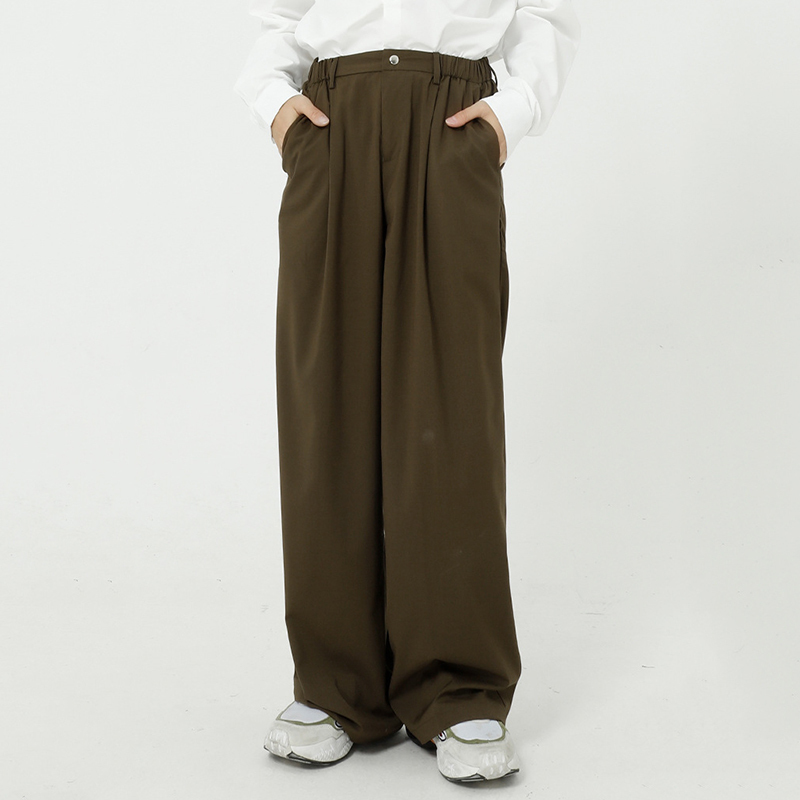 IEFB Men's Wear Busniness Trousers Man's Simple Loose Back Half Elastic Wiast Suit Pants For Male Wide Leg Pants 9Y5997 210524