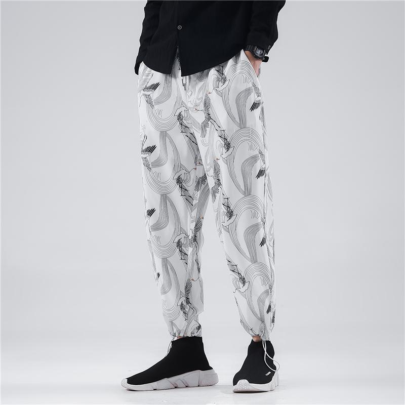 Mens Ankle-Length Trousers Casual Jogging Fashion Loose Sweatpants Male Printed Hip Hop Harem Pants Streetwear Men's