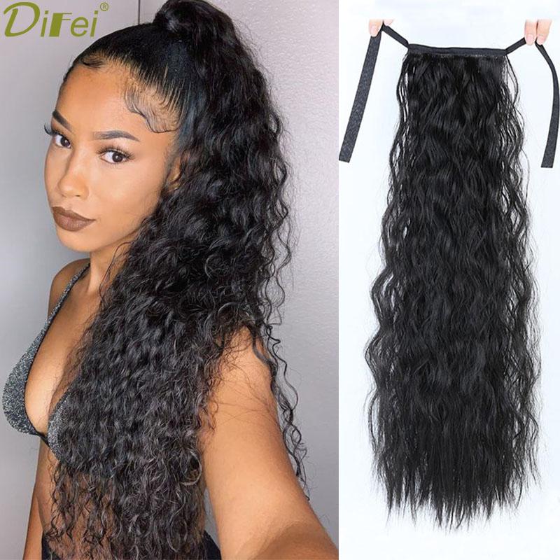Synthetic Wigs DIFEI 24 Inches Long Curly Ponytail 9 Colors High Temperature Fiber Drawstring Hair For Black Women