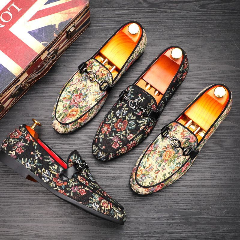 Loafer Slip on Men Shoes Office 2021 New PU Leather Concise Print Casual Business Shoes Spring Autumn Classic Comfortable Outdoors DP137