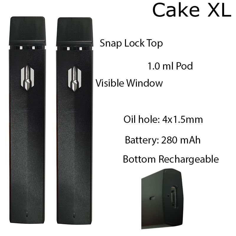 1.0ml Vape Pen Disposable E cigarettes Cake XL Empty Starter Kit Black 280mAh Rechargeable Battery D8 D9 D10 Thick Oil Vaporizer Pens Childproof Tank
1.0ml Vape Pen Disposable E cigarettes Cake XL Empty Starter Kit Black 280mAh Rechargeable Battery D8 D9 D10 Thick Oil Vaporizer Pens Childproof Tank