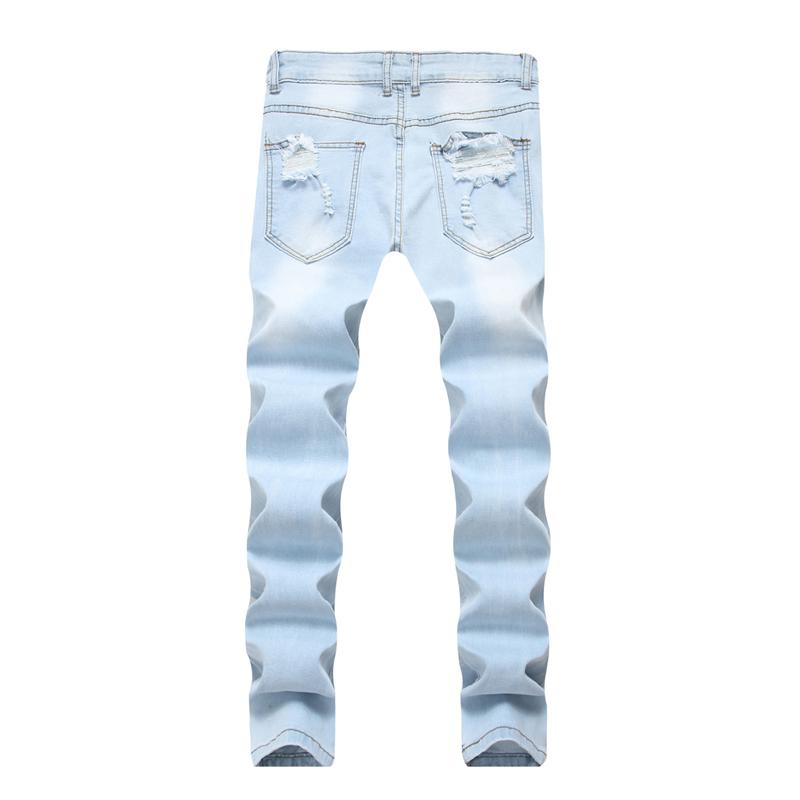 Mens Ripped Jeans Embroidery Rose Men Light Blue Slim Fit Stretch Denim Skinny Black Pants Wash Straight 42 Men's