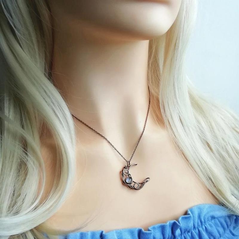 Chains Fashion Rose Gold Moon Necklace For Women Inlaid Moonstone Pendant Gothic Punk Style Gift To Girlfriend, Silver
Chains Fashion Rose Gold Moon Necklace For Women Inlaid Moonstone Pendant Gothic Punk Style Gift To Girlfriend, Silver