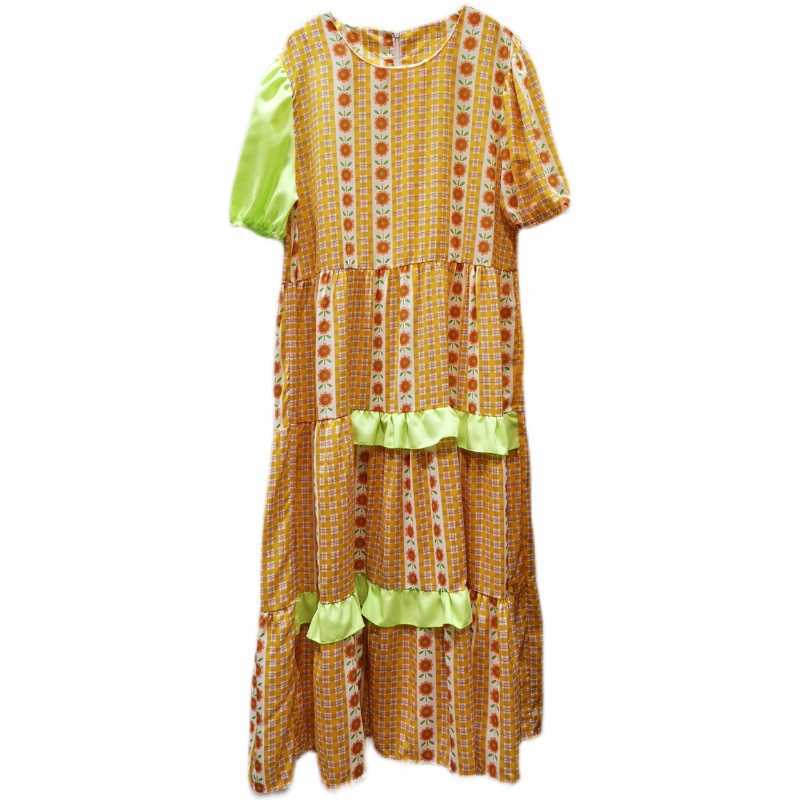 Women Floral Print Patchwork Ankle Length Dresses Summer Puff Short Sleeve O Neck Hit Color Dress Female Fashion Clothing 210526, Blue
Women Floral Print Patchwork Ankle Length Dresses Summer Puff Short Sleeve O Neck Hit Color Dress Female Fashion Clothing 210526, Blue