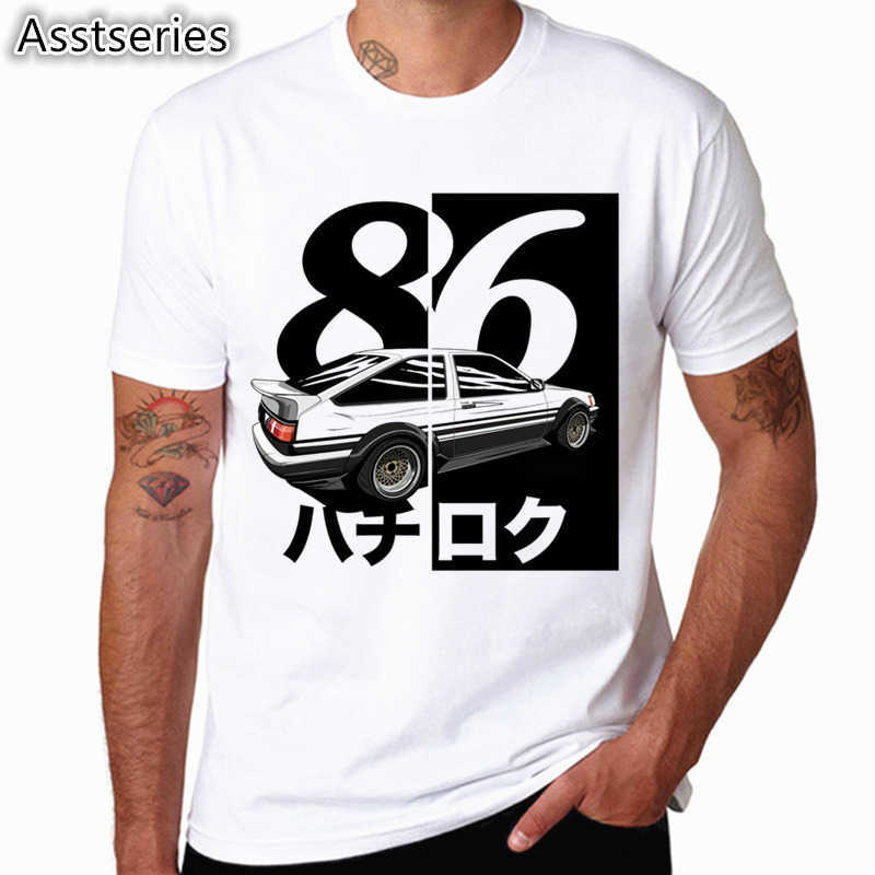 Men Print Drift Japanese Anime Fashion T Shirt Short Sleeves O Neck Summer Cool Casual AE86 Initial D Homme Tshirt 210629