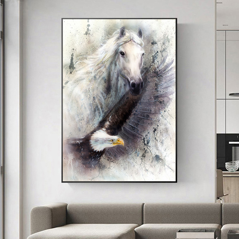 Horse Eagle Animal Canvas Painting Black And White Art Wall Art Pictures For Living Room Bedroom Modern Home Decoration Unframed
