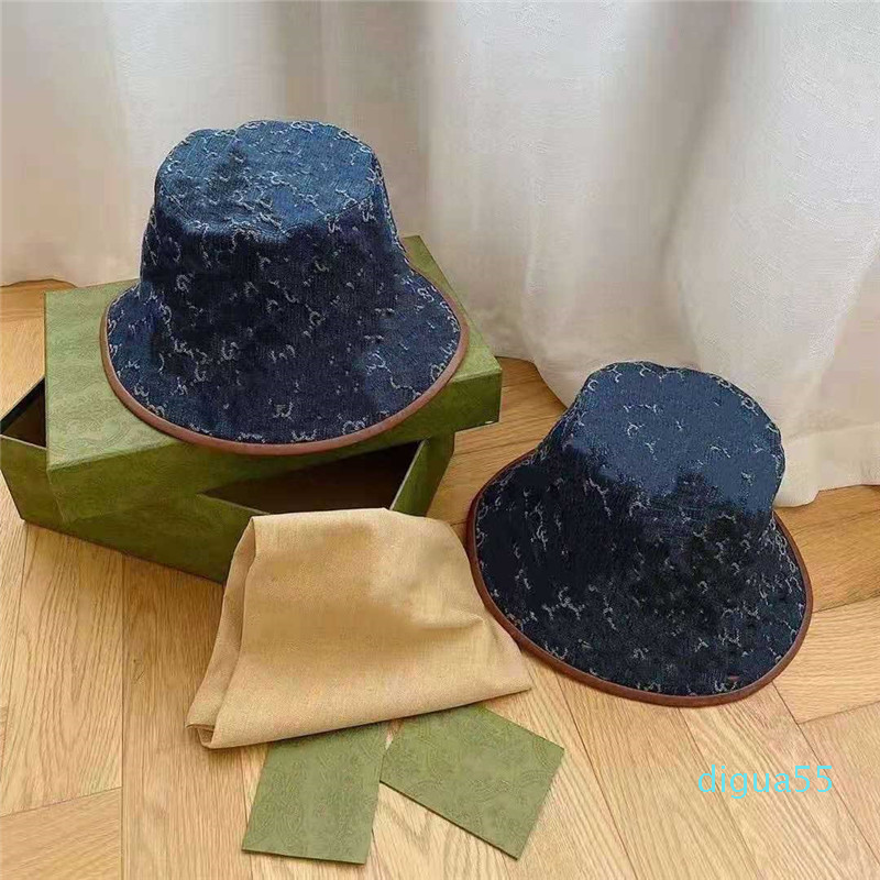 fashion Women Bucket Hat Spring and Summer Printed Washed Denim Cap Fashion Breathable Sunhat Casual Wide Brim Hats
