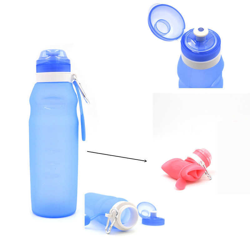 Food Grade Foldable Water Bottles Free Folding Cup Cycling Silicone Collapsible Travel Drinkware 210914 Z260202