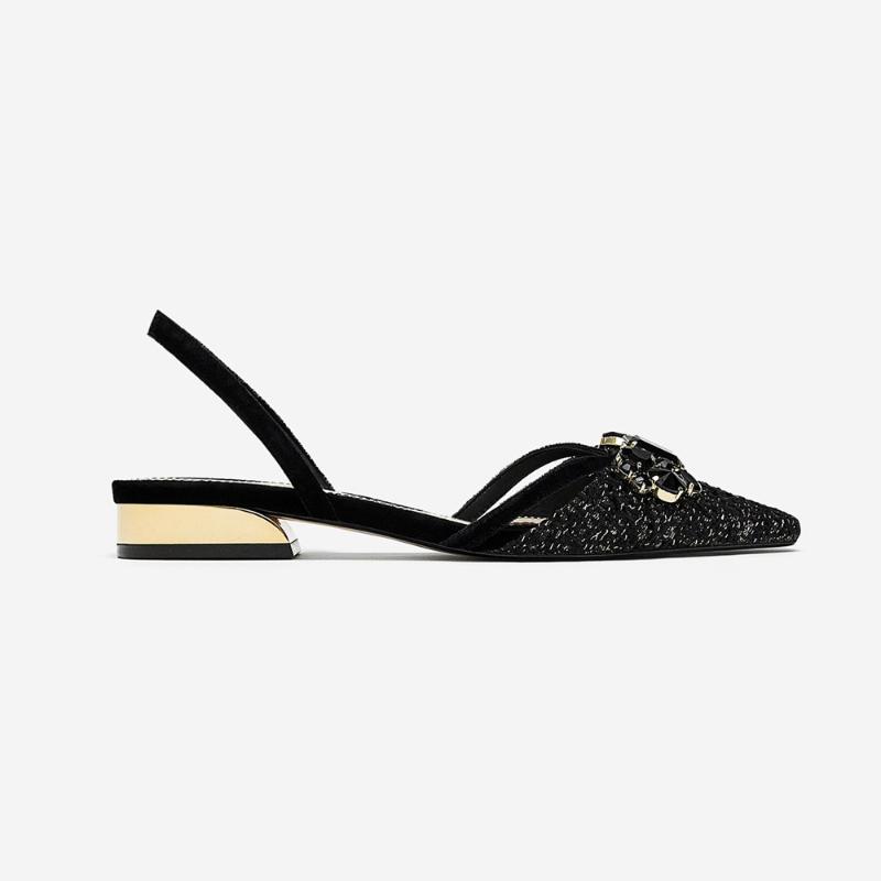 Sandals Single Flat Shoes Women Pointed Toe Hollow Thin Strap Gladiator Rhinestone String Jewelry Slingback Women's Party Shoe