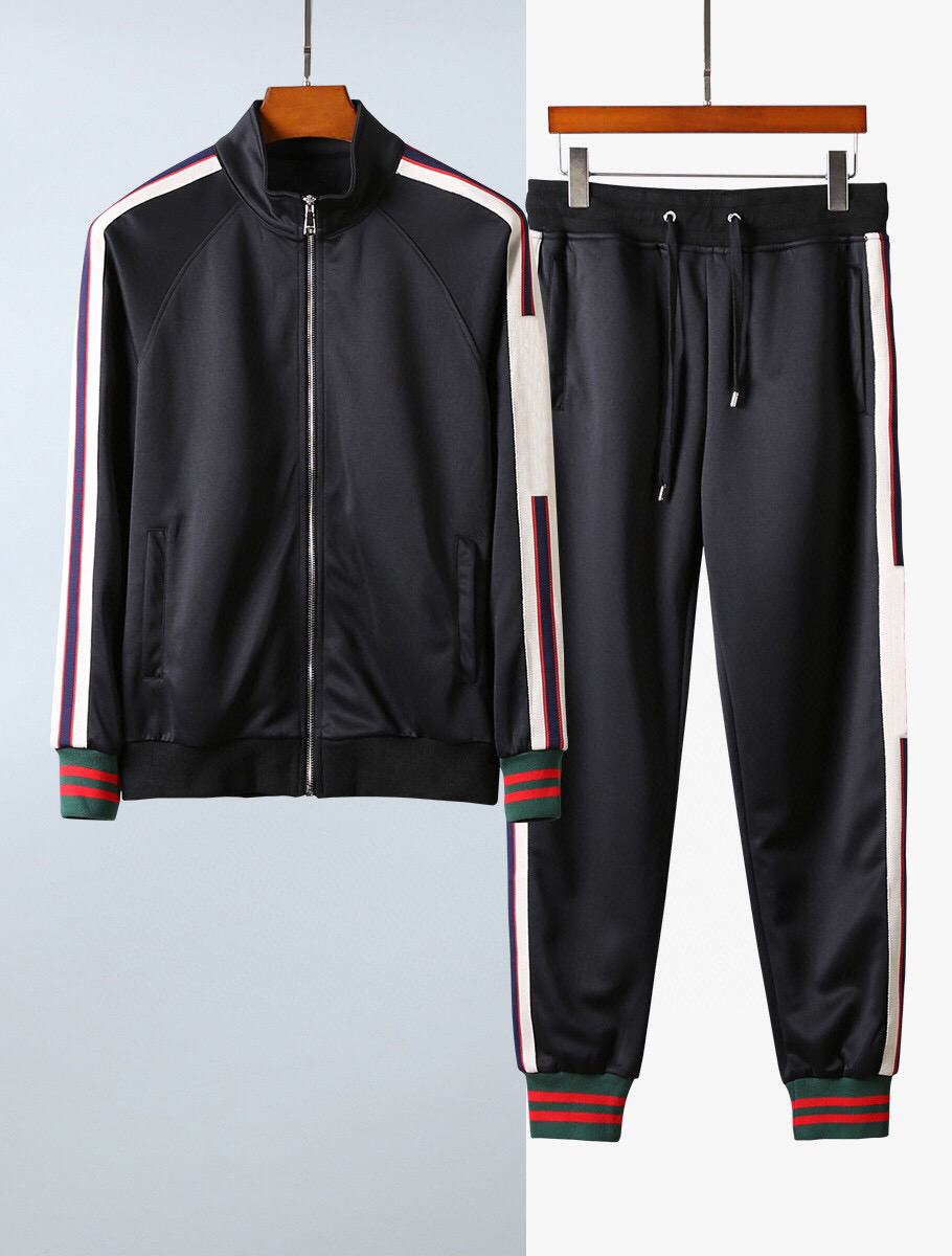 Autumn and winter men's wear designer tracksuits high-quality fashion stripes panels of pure cotton zip neck jacket running luxury mens tracksuit, Black
Autumn and winter men's wear designer tracksuits high-quality fashion stripes panels of pure cotton zip neck jacket running luxury mens tracksuit, Black