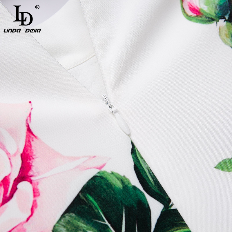 Fashion Runway Summer Mini Dress Women Elegant Bow tie Rose Flower Print Vintage Party Short Vestidos 210522